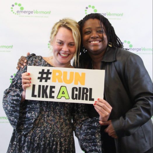 Emerge Vermont alumnae Becca White and State Rep. Kiah Morris